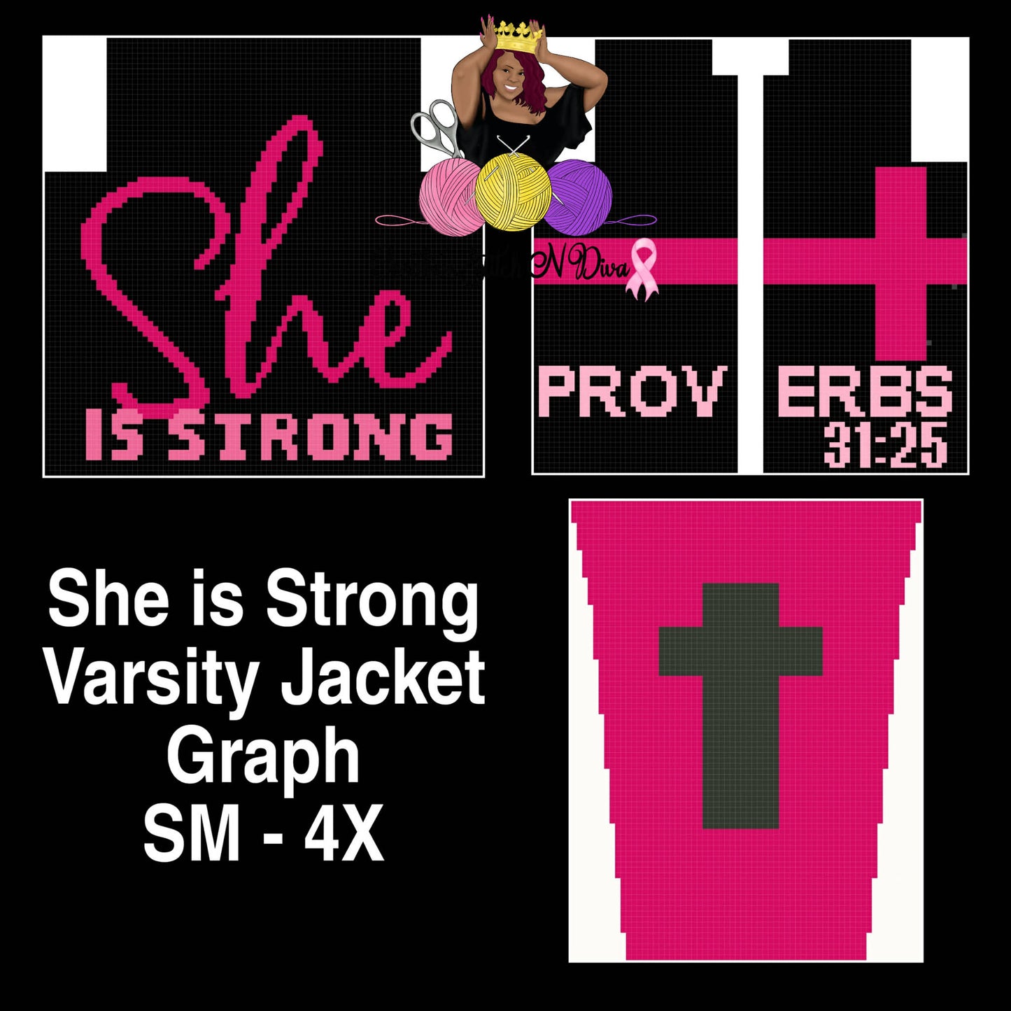 She Is Strong Varsity Jacket Graph ONLY