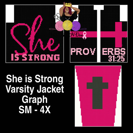 She Is Strong Varsity Jacket Graph ONLY