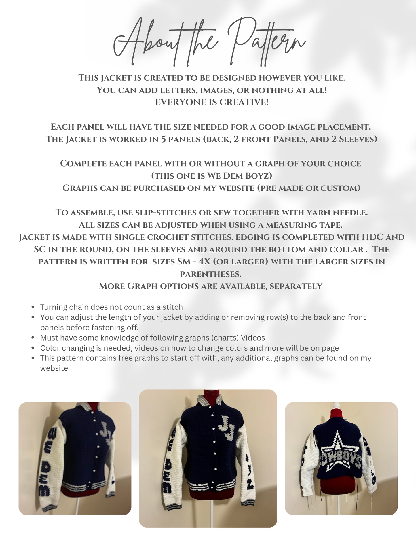We Dem Boyz Varsity Jacket Crochet Pattern