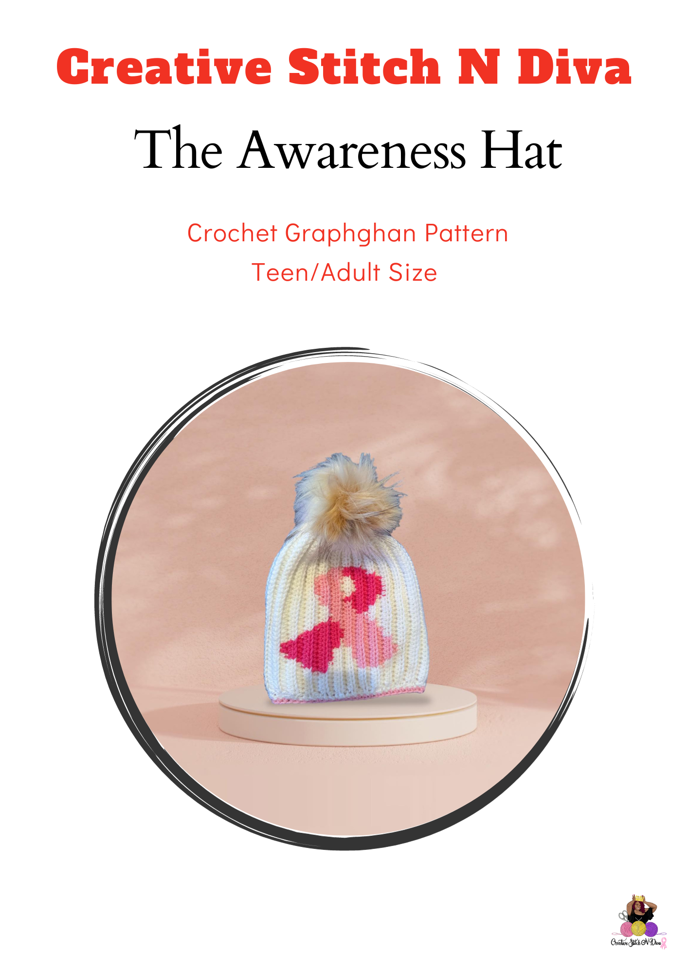 Awareness Hat Crochet Pattern with Graph