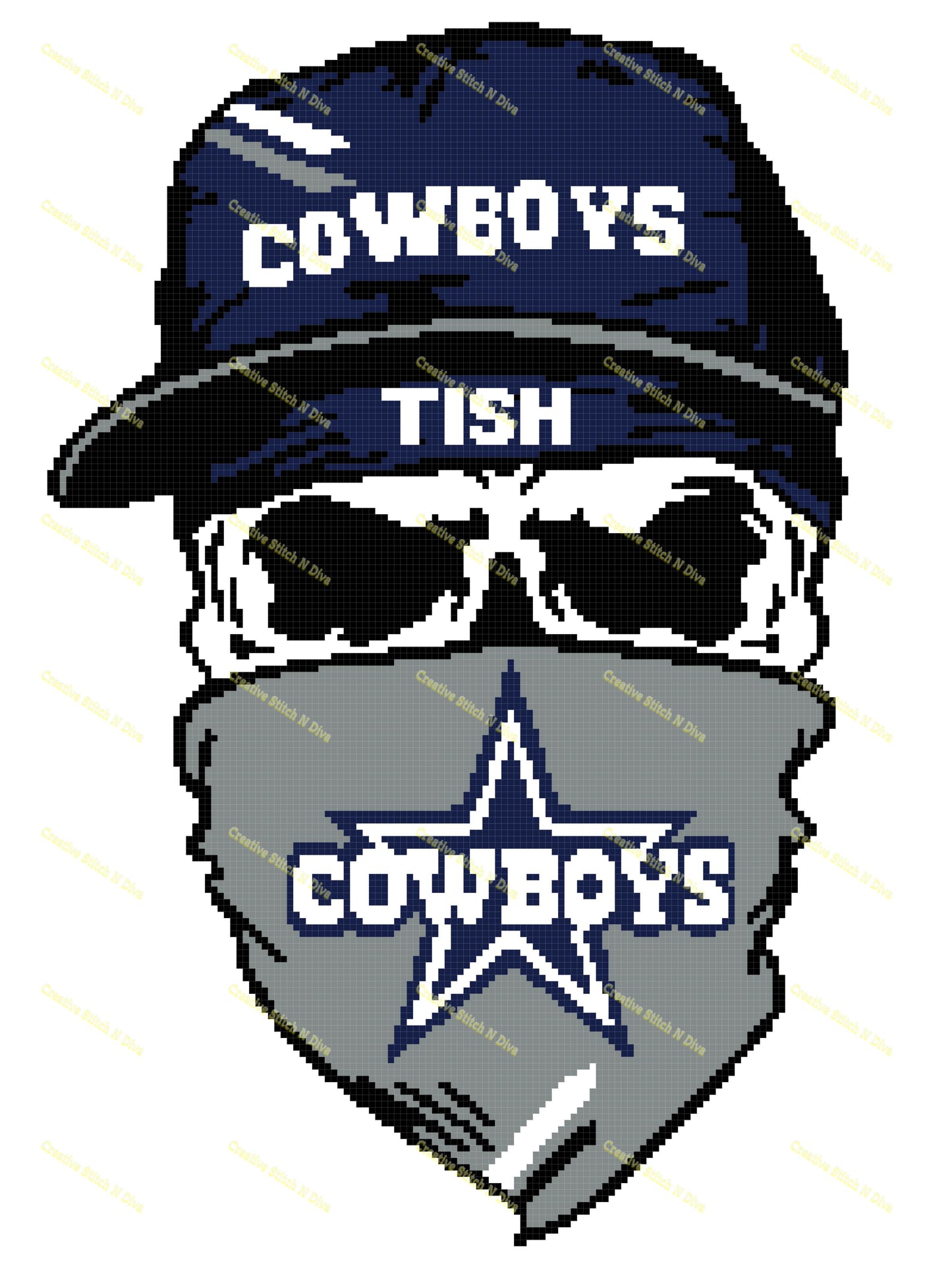 Dallas Cowboys Skull with Durag 150x200 PERSONALIZED