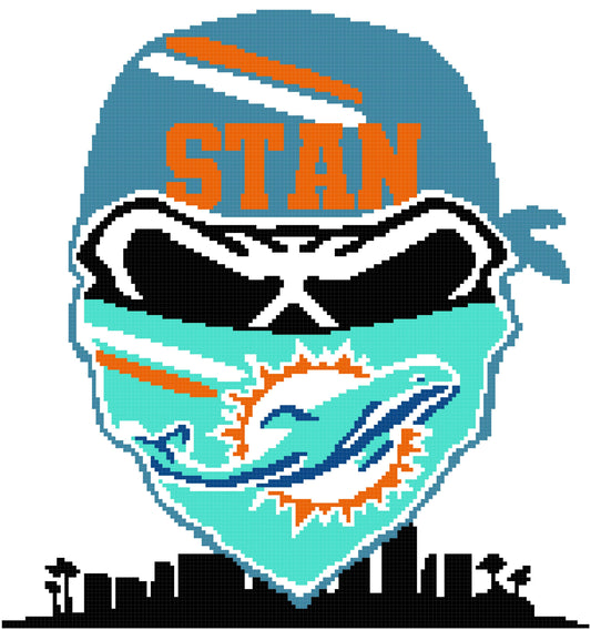 Miami Dolphins Skull 150x160 PERSONALIZED