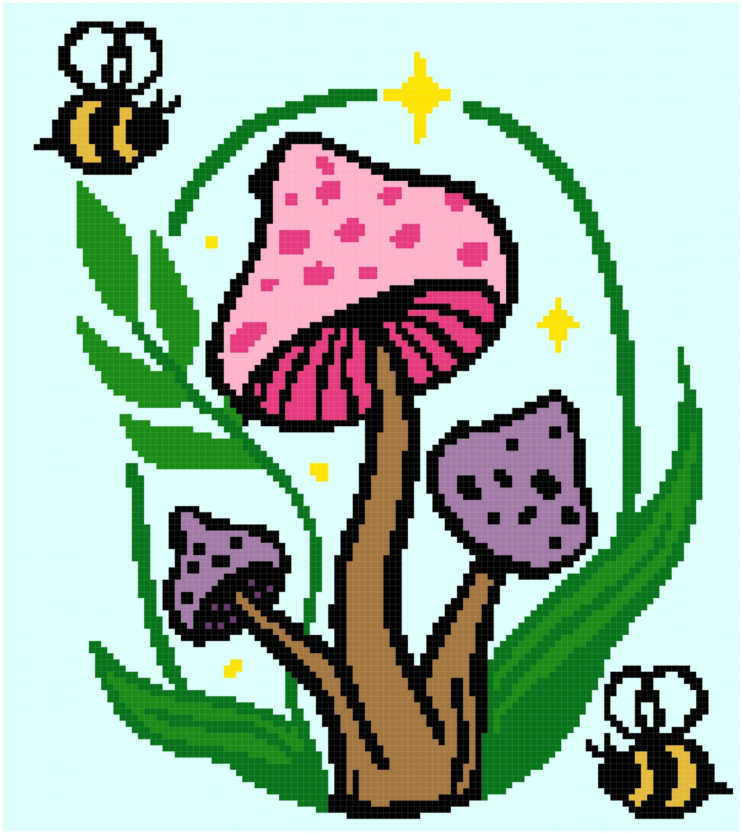 Mushrooms and Bee 120x135