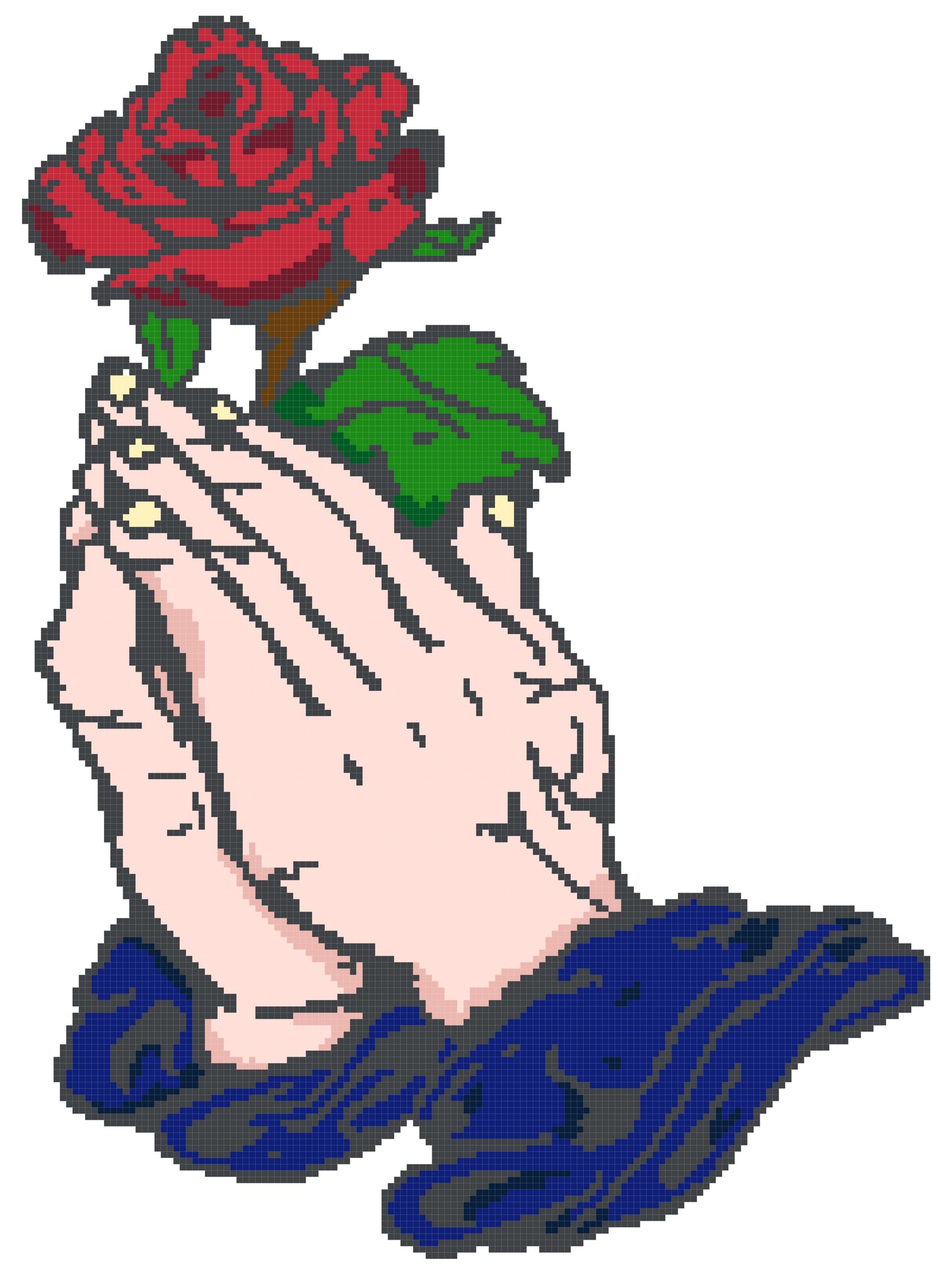 Praying Hands with Rose 150x200