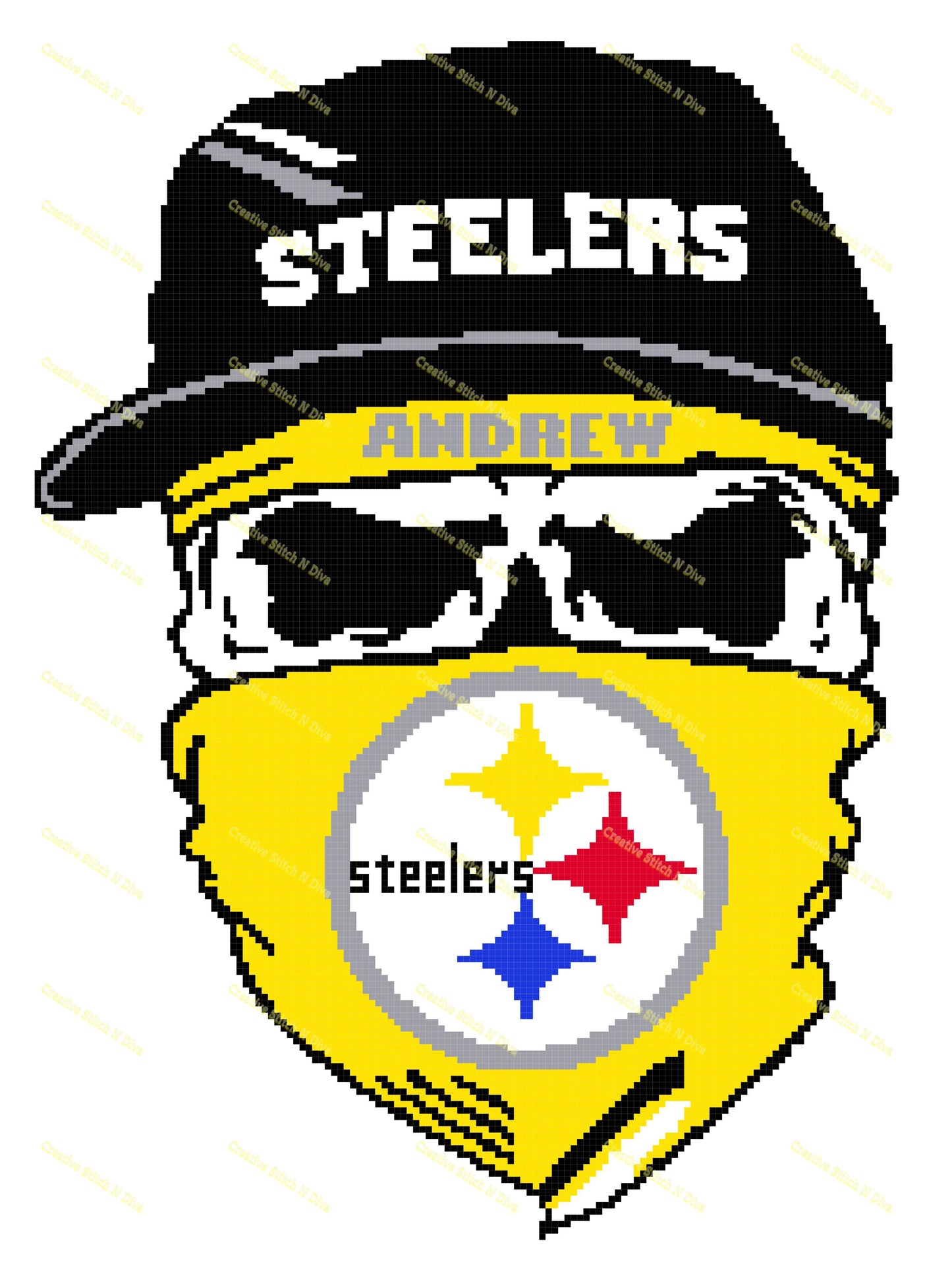 Steelers Skull with Durag 150x200 Personalize