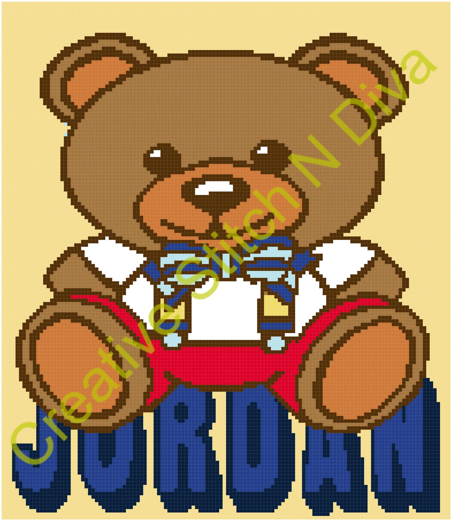 Teddy Bear Sitting on Name 140x150 PERSONALIZED