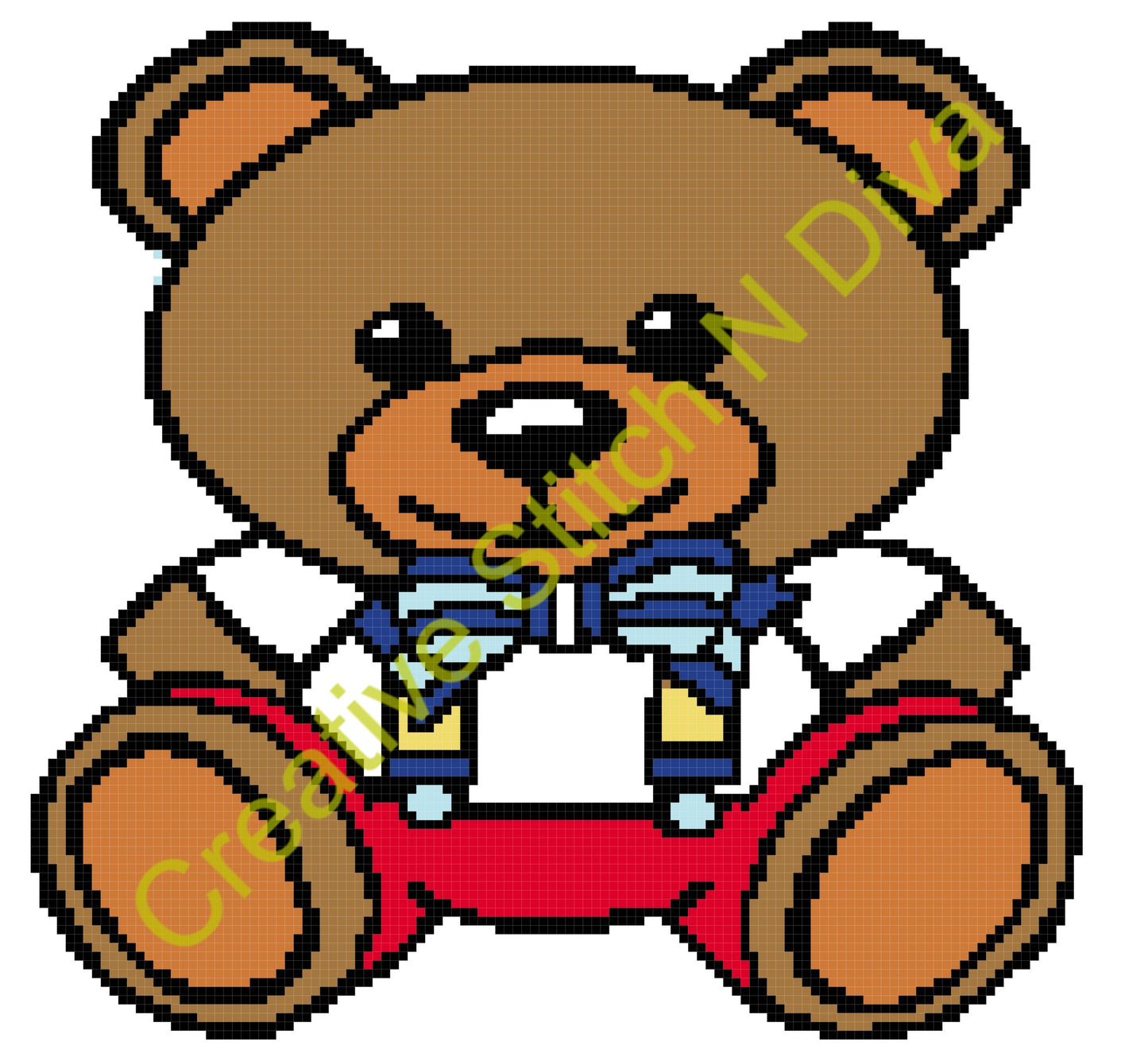 Teddy Bear Sitting on Name 140x150 PERSONALIZED