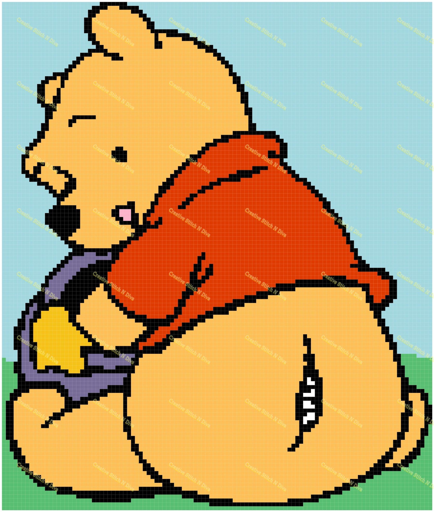 Winnie The Pooh Stitched Up 110x130 Plain