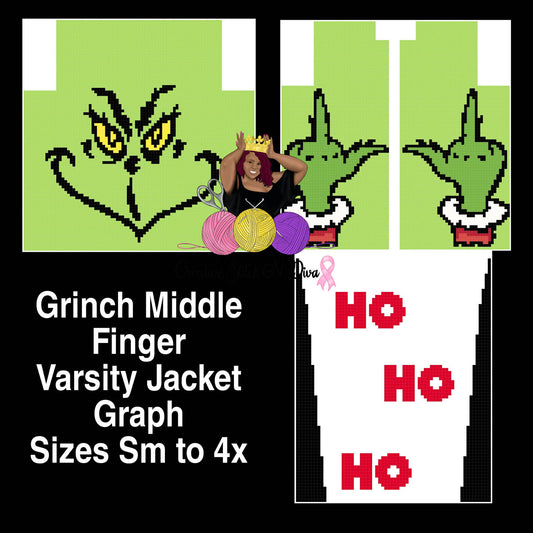 Grinch Middle Finger Varsity Jacket Graph ONLY