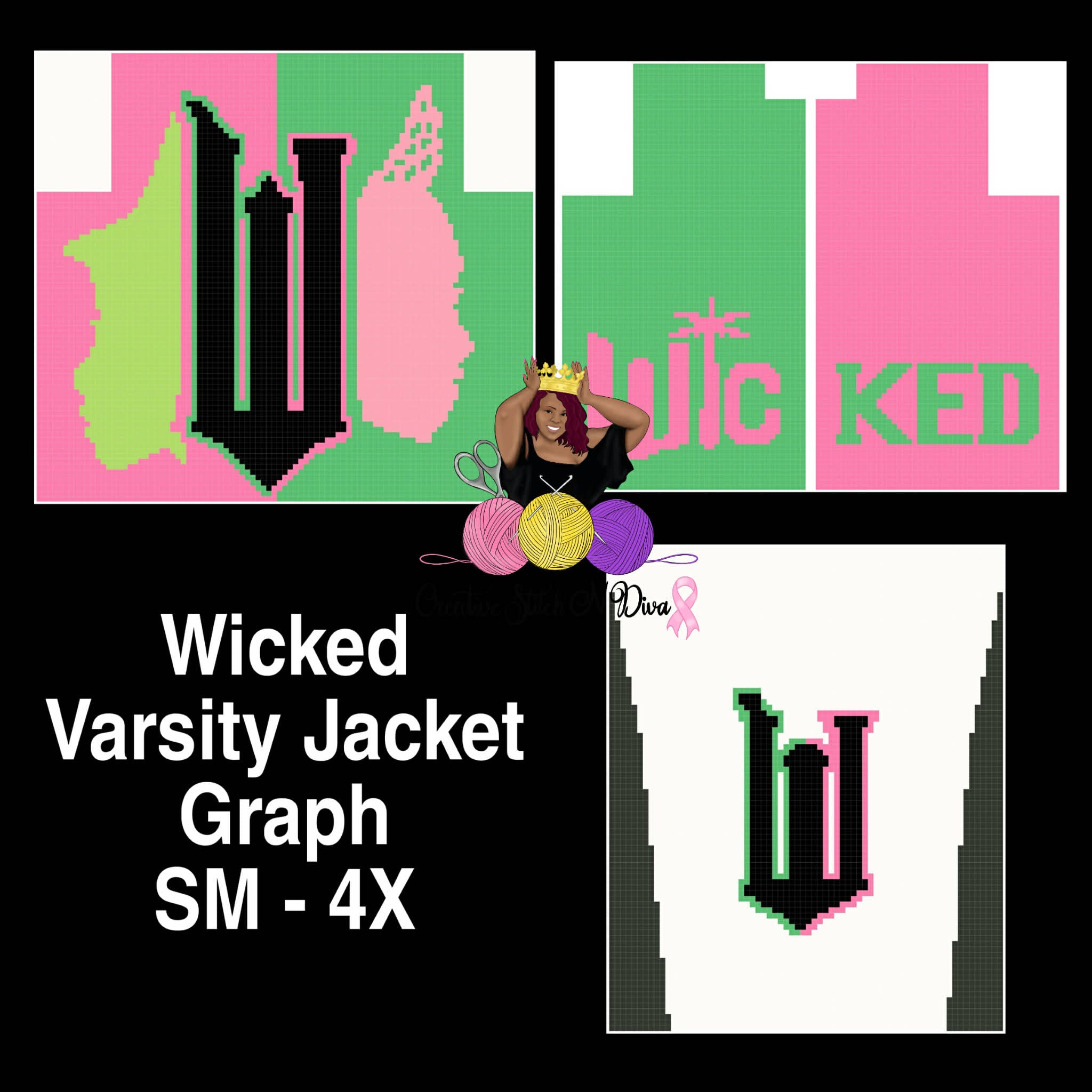 Wicked Varsity Jacket Graph ONLY – Creative Stitch N Diva