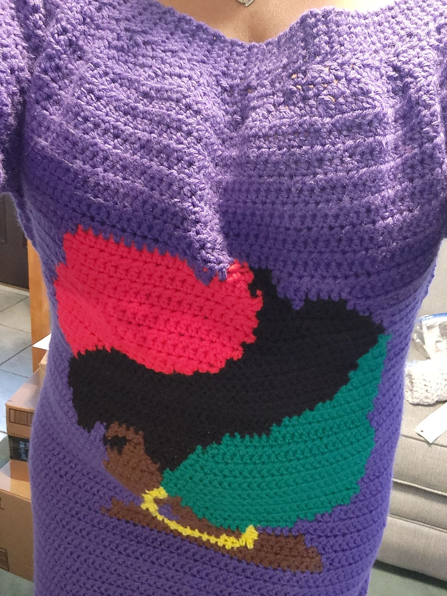 Off The Shoulder Afro Lady Dress Crochet Pattern