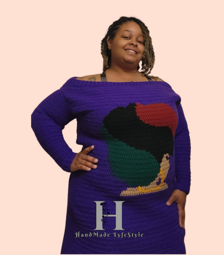 Off The Shoulder Afro Lady Dress Crochet Pattern