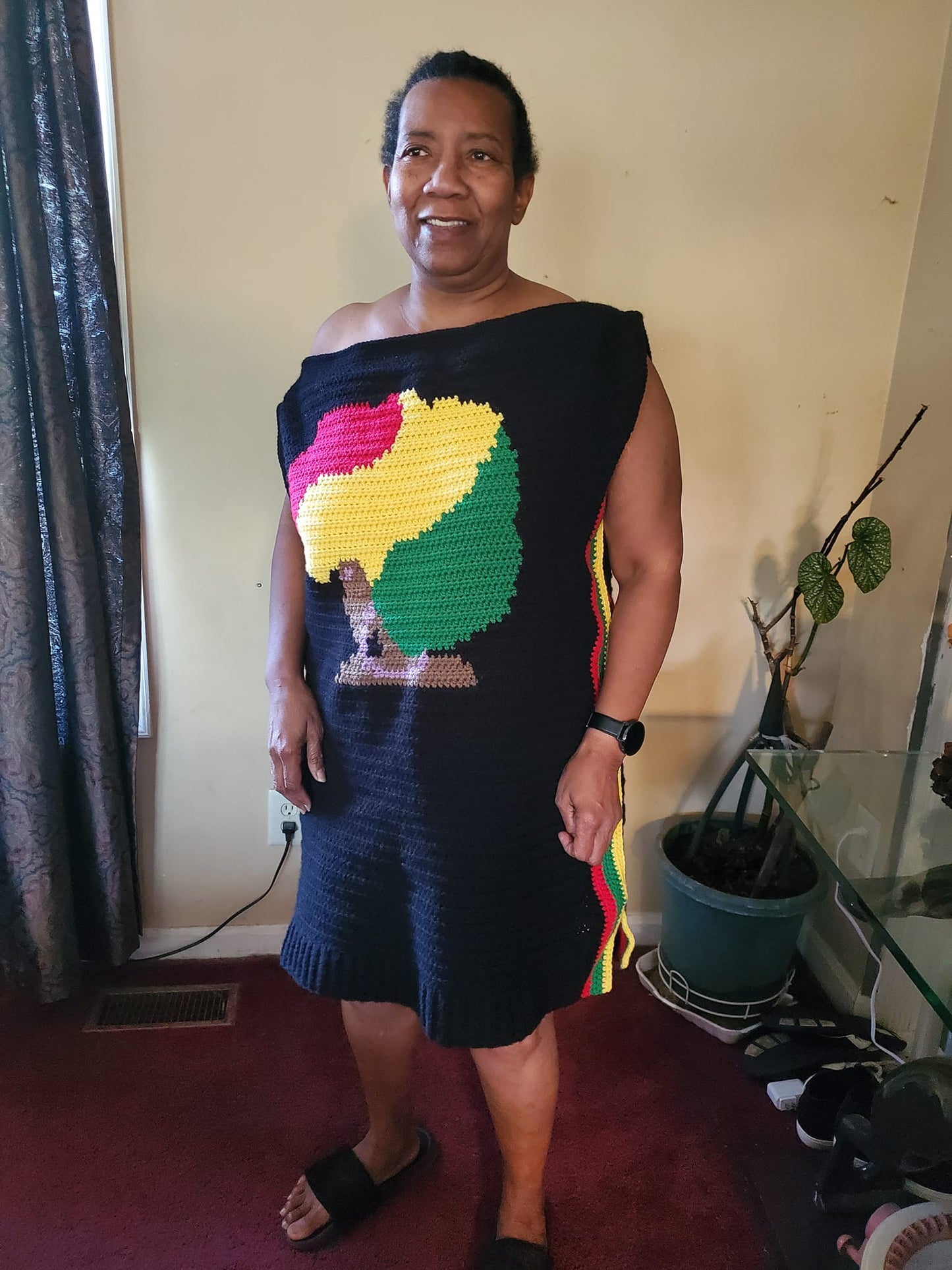 Off The Shoulder Afro Lady Dress Crochet Pattern