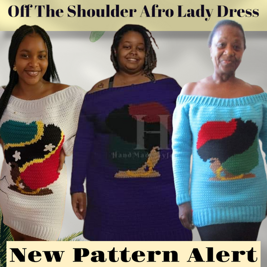 Off The Shoulder Afro Lady Dress Crochet Pattern