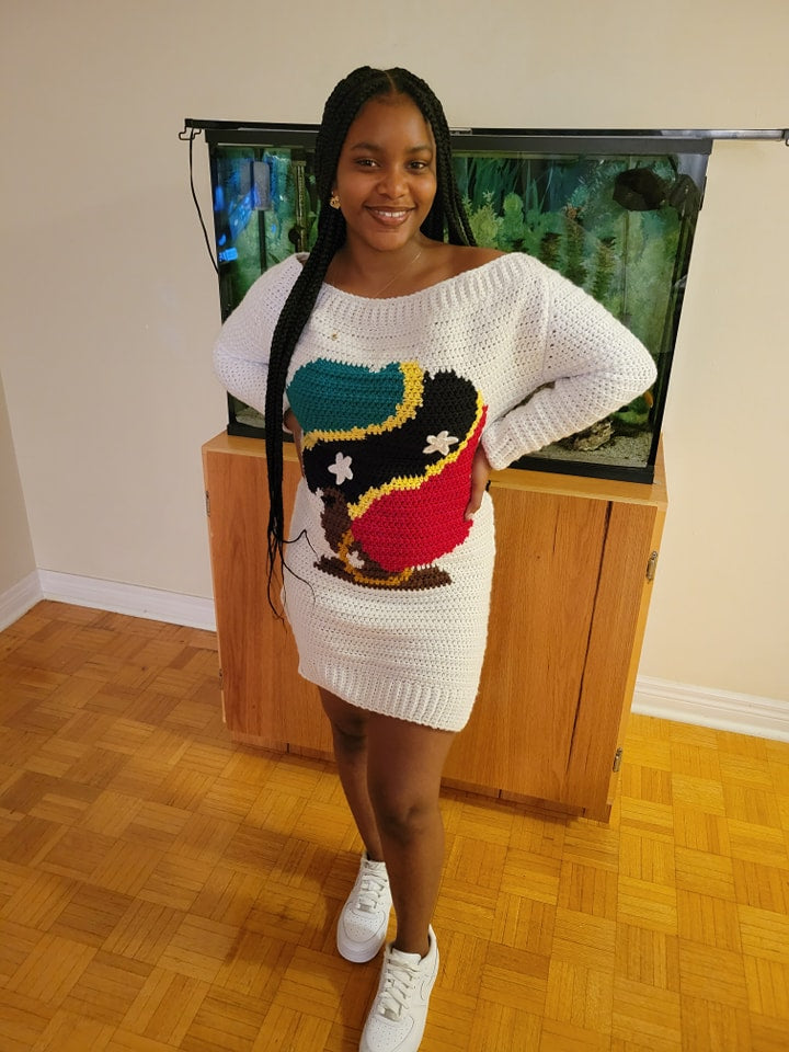 Off The Shoulder Afro Lady Dress Crochet Pattern