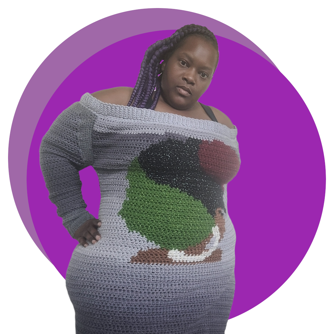 Off The Shoulder Afro Lady Dress Crochet Pattern