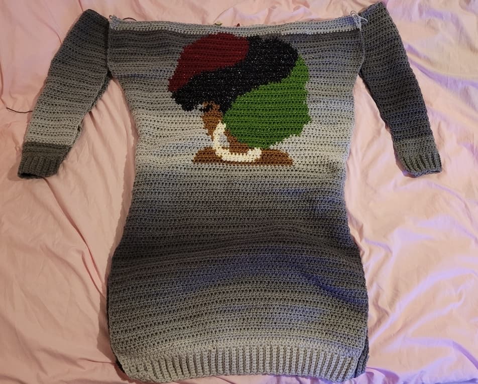 Off The Shoulder Afro Lady Dress Crochet Pattern