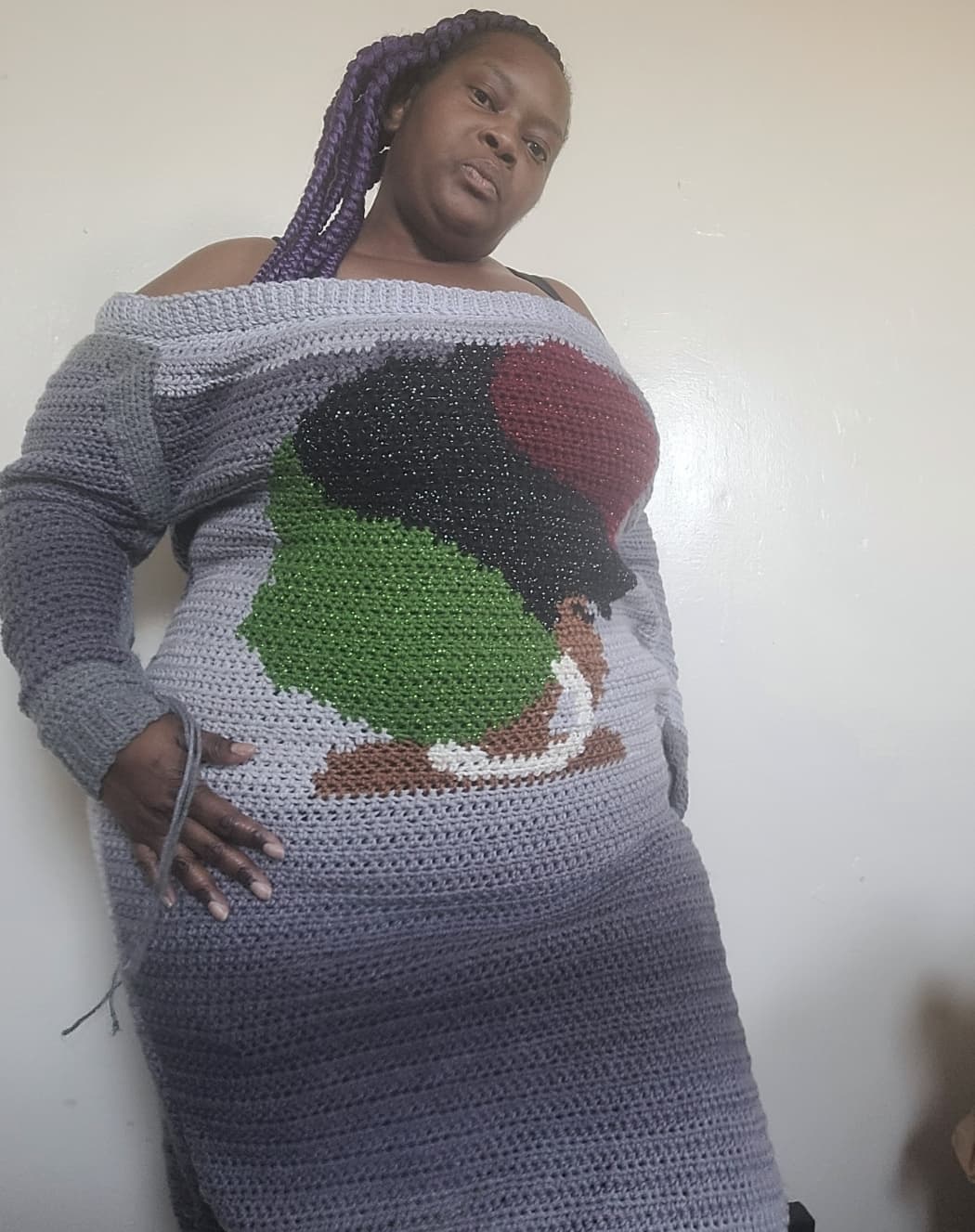 Off The Shoulder Afro Lady Dress Crochet Pattern