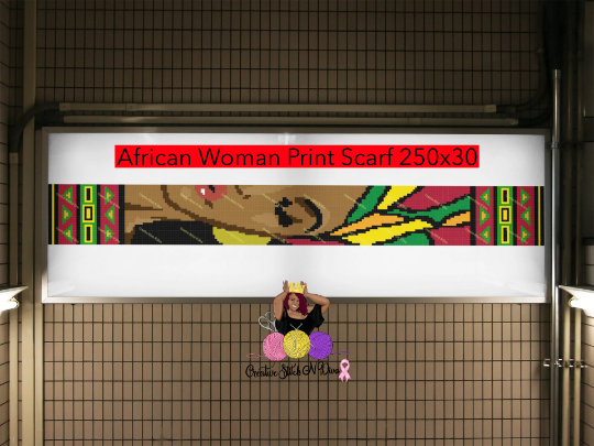 African Woman Print Scarf 250x30