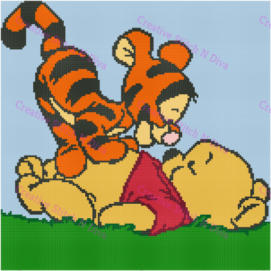 Winnie and Tigger Play 150x150 Plain